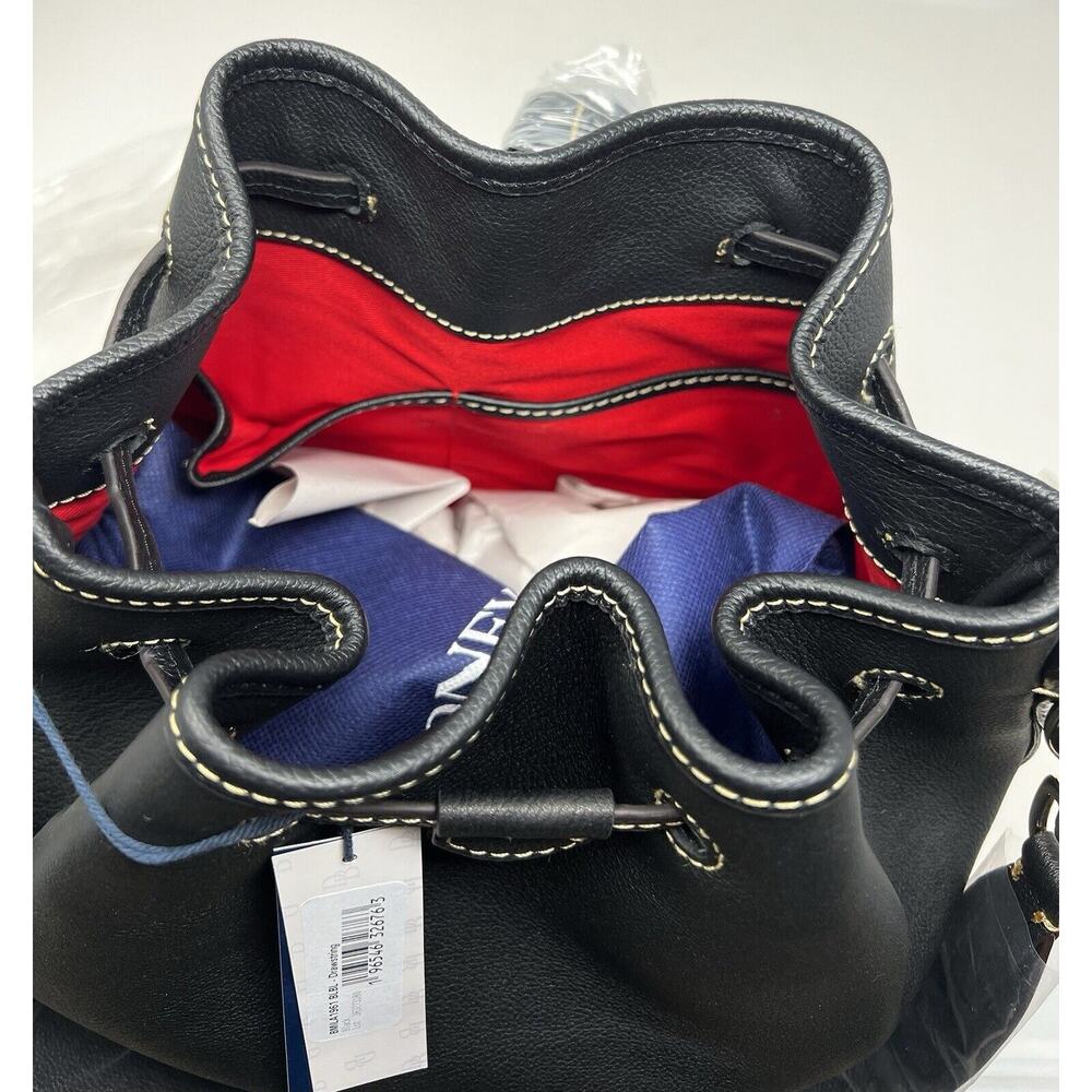 Dooney & Bourke Sorrento Drawstring Shoulder Bag BLACK Leather NWT $328 Bucket - Picture 3 of 16